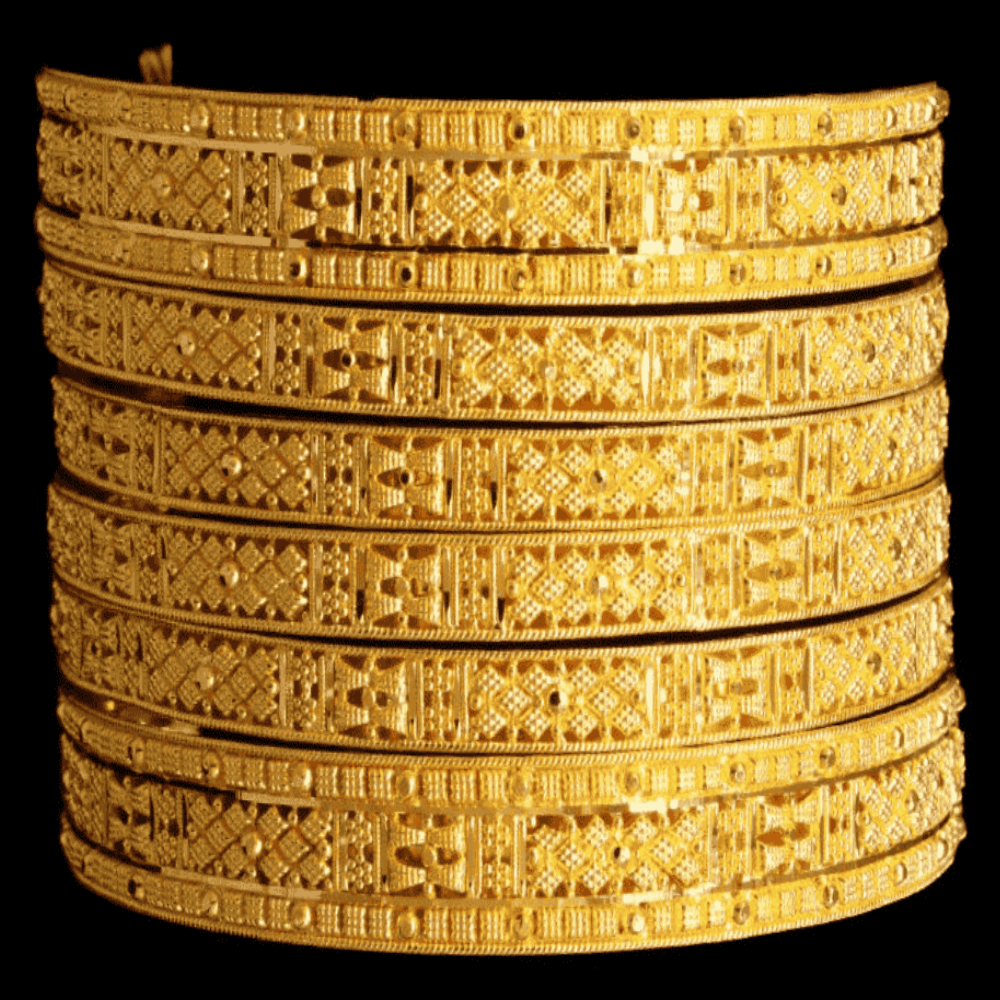 22K Gold Bangle Bracelet Set (S)